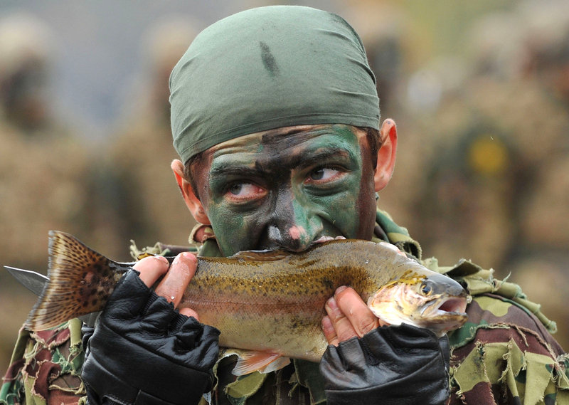 El día 10 de noviembre de 2012, en la celebración del 20 aniversario de la fundación del Reconocimiento Aéreo, Terrestre y Naval de Armenia, un explorador estaba comiendo un pescado crudo.