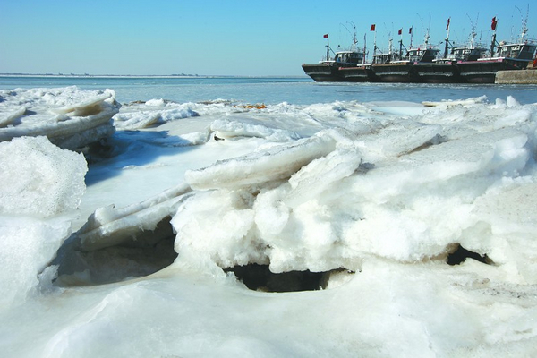 bahía de Bohai, hielo , campos petroleros , China, mar, energía, 