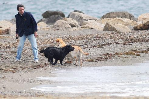 Denuncian a Aznar por pasear a sus perros sueltos