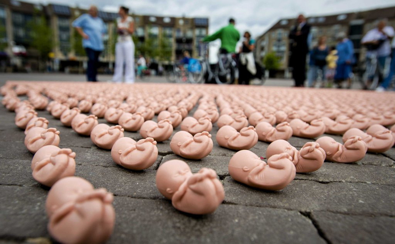 Protesta contra el aborto en Houten de Holanda