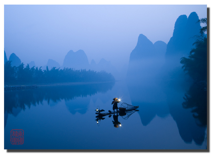 Increíble paisaje del Río Lijiang, una pintura con base de tinta china15