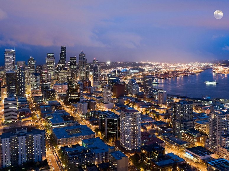 Panoramas impresionantes de las ciudades bajo la noche: Seattle