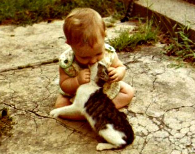 Fotos graciosas entre bebés y mascotas