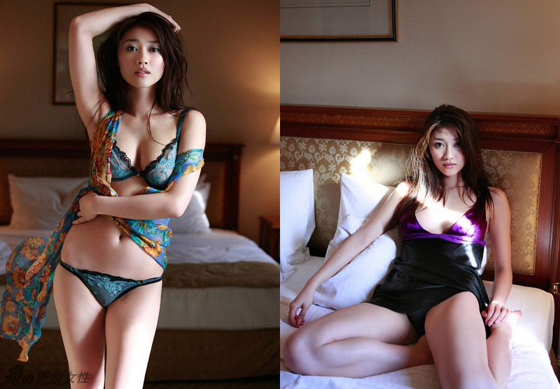 Japonesa sexy Mikie Hara posa con posturas atractivas