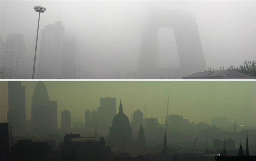 Fotos en comparación: la espesa niebla y contaminación entre China y Londres