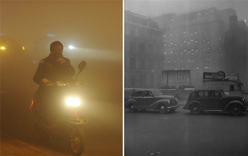 Fotos en comparación: la espesa niebla y contaminación entre China y Londres