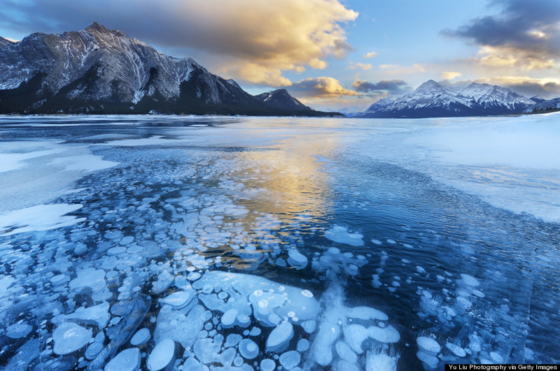 Imágenes fantásticas del lago Abraham en invierno