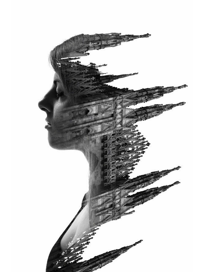 Arte ingeniosa: perfecta combinación del perfil humano con la arquitectura urbana1