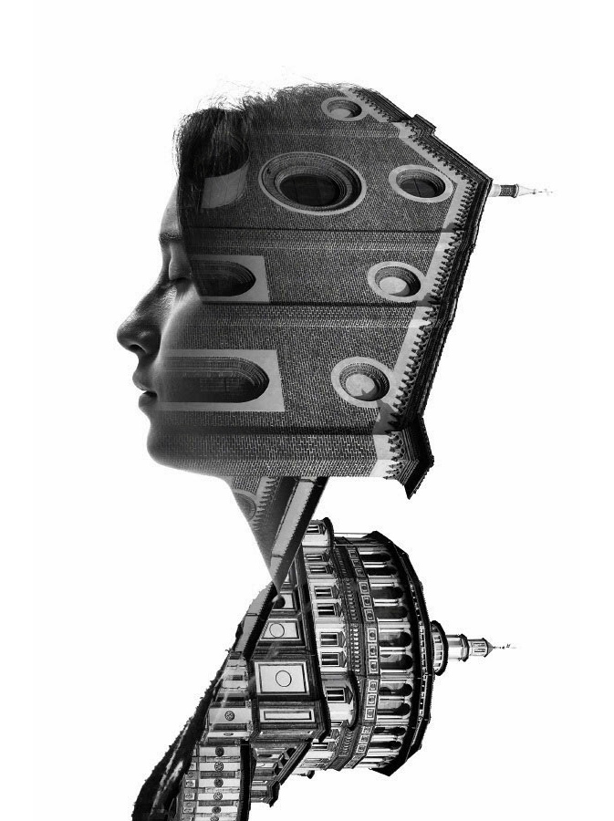 Arte ingeniosa: perfecta combinación del perfil humano con la arquitectura urbana4