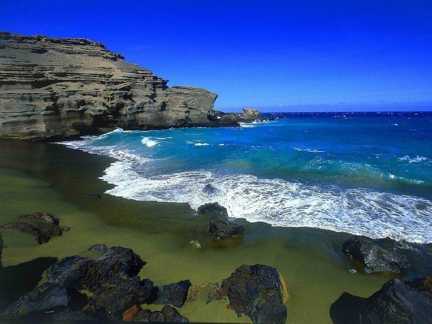 La playa verde de Hawai