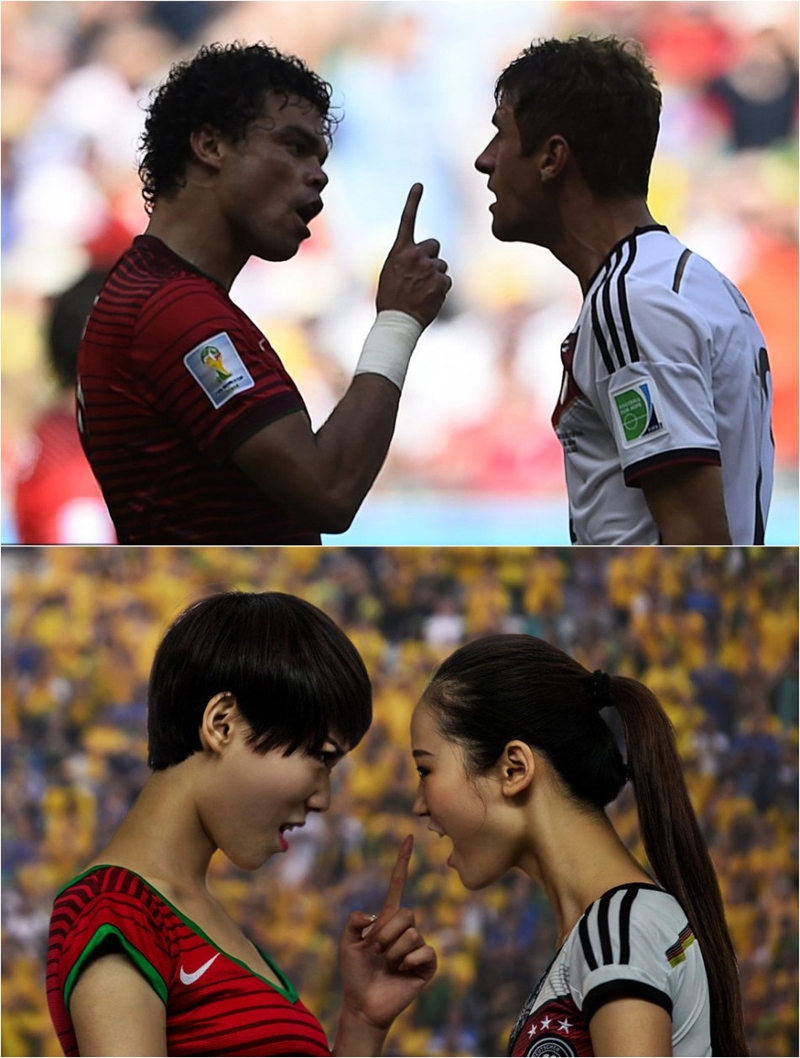 Porristas chinas imitan los grandes momentos en la cancha del Mundial de Brasil3