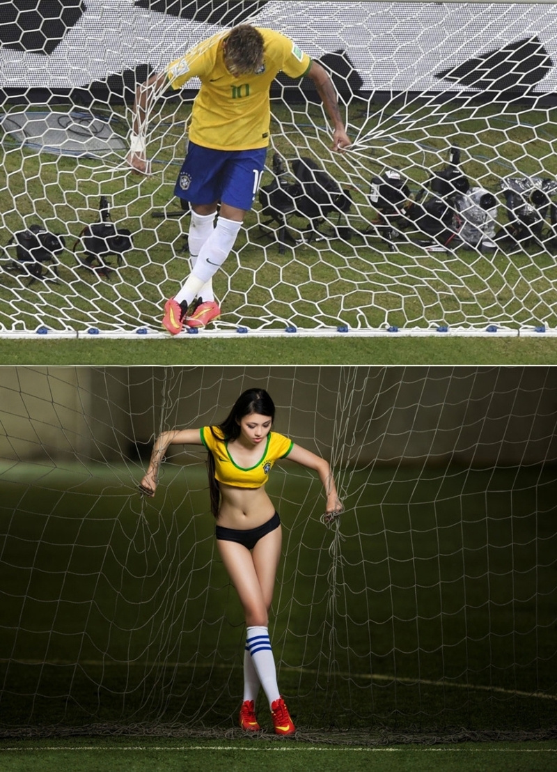 Porristas chinas imitan los grandes momentos en la cancha del Mundial de Brasil7