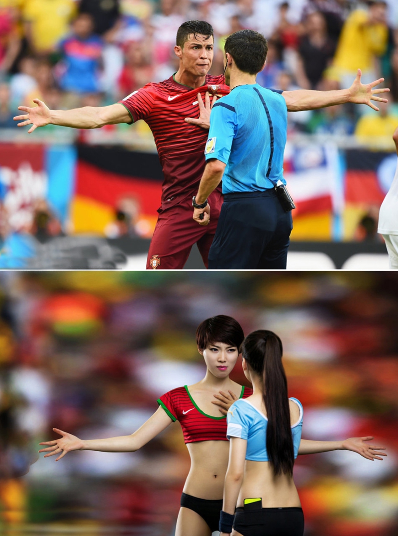 Porristas chinas imitan los grandes momentos en la cancha del Mundial de Brasil9