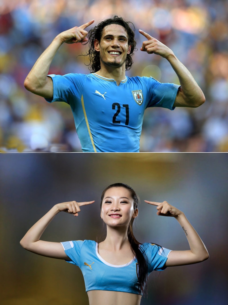 Porristas chinas imitan los grandes momentos en la cancha del Mundial de Brasil12