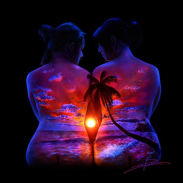 El artista crea paisajes en los cuerpos de las mujeres1