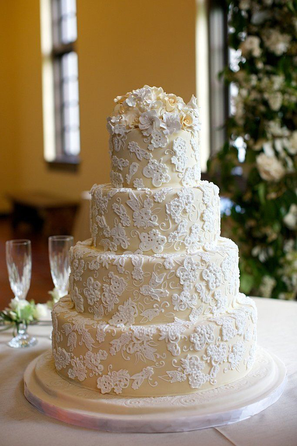 Pasteles adornados con encajes en ceremonia de boda9