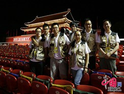 Equipo de China.org.cn de la transmisión en directo del desfile militar en Beijing