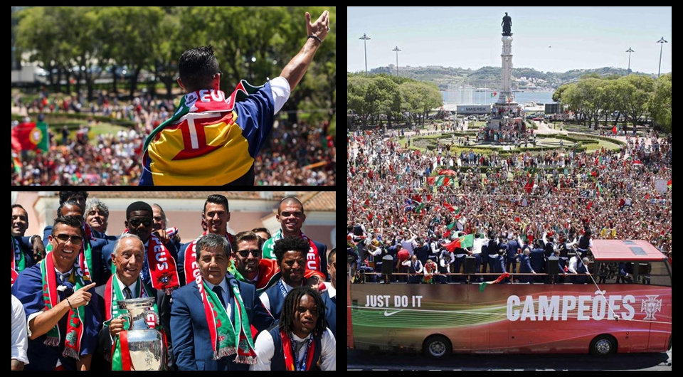 La selección portuguesa celebró la Eurocopa por las calles de Lisboa