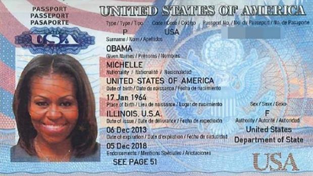 Publican posible pasaporte de Michelle Obama en internet