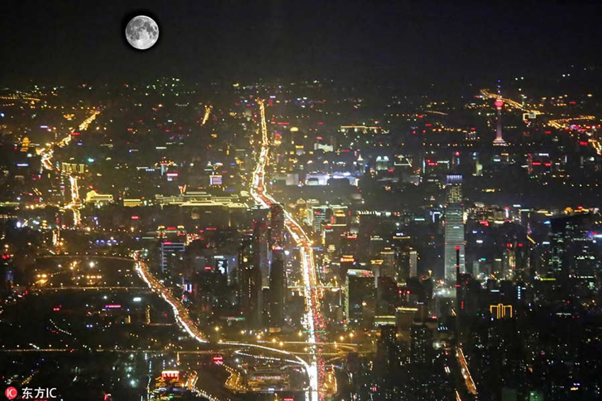 Panorámicas aéreas de la vida nocturna en ciudades chinas1