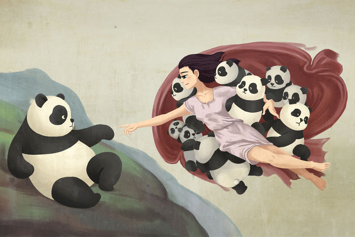 Pinturas famosas que se ven mejor con pandas