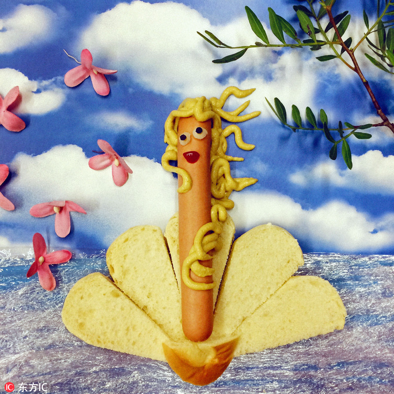 Artista &apos;pinta&apos; con hotdog