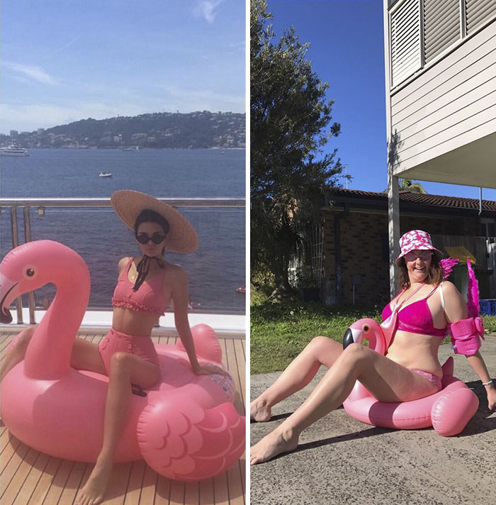 Mujeres recrean fotos publicadas en Instagram por las famosas