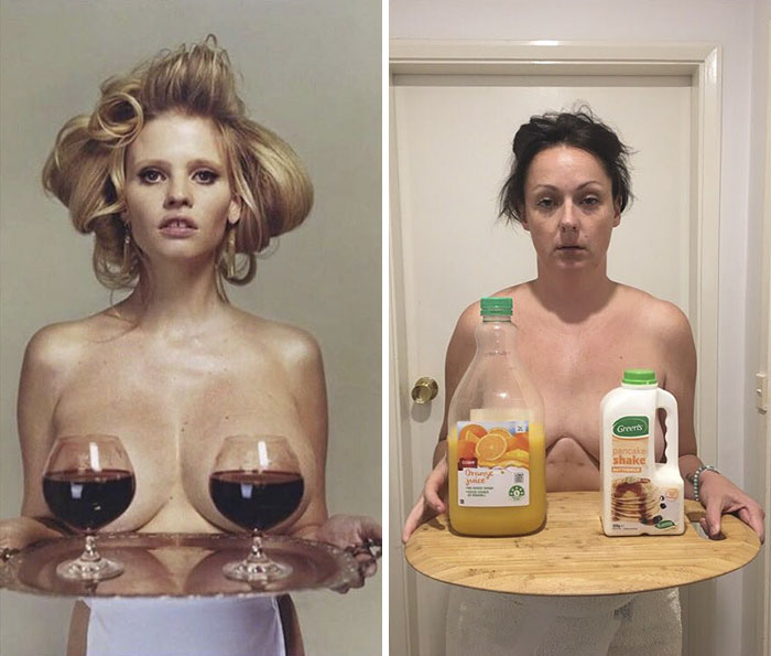 Mujeres recrean fotos publicadas en Instagram por las famosas