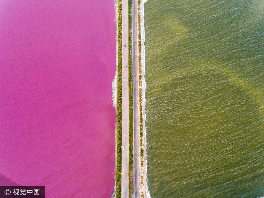 Colores otoñales en el lago de sal de la provincia china de Shanxi 2