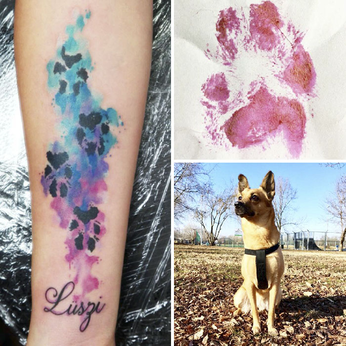 Las huellas de perro quedan genial como tatuajes