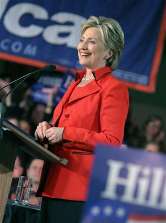 Democratic presidential candidate Senator Hillary Clinton speaks to supporters at her Ohio primary election night rally in Columbus, Ohio March 4, 2008.(Xinhua/Reuters Photo)