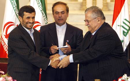 Iranian President Mahmoud Ahmadinejad on Monday wrapped up his two-day "historic" visit to Iraq, during which he hailed the brotherly ties with the former foe and lashed out at the United States.
