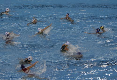 The Chinese women's team plays against the Australian women's team at the first game of Good Luck Beijing 2008 Water Polo China Open at Ying Tung Natatorium in Beijing on Tuesday, March 18, 2008. 