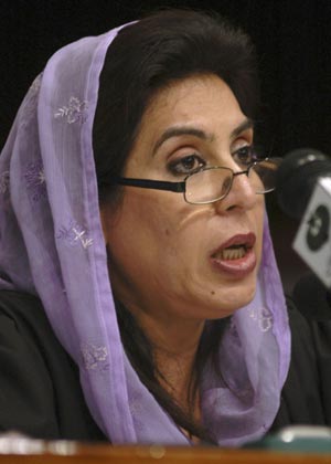 Newly elected speaker of Pakistan's National Assembly Fahmida Mirza presides over a session after her election at Parliament House in Islamabad March 19, 2008.