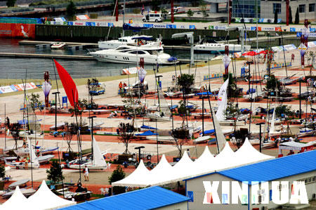 Photo:  The boat park of the Qingdao Olympic Sailing Center