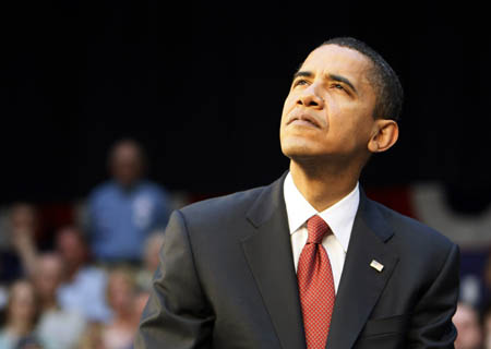 U.S. Democratic presidential candidate and US Senator Barack Obama, (D-IL), waits to speak in Billings, Montana May 19, 2008.