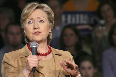 U.S. Democratic presidential candidate and Senator Hillary Clinton (D-NY) speaks during a campaign visit at Maysville High School in Maysville, Kentucky, May 19, 2008.