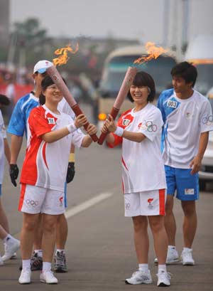 The Beijing 2008 Olympic torch relay kicks off in in Xiangtan City, central China's Hunan Province on June 5, 2008.