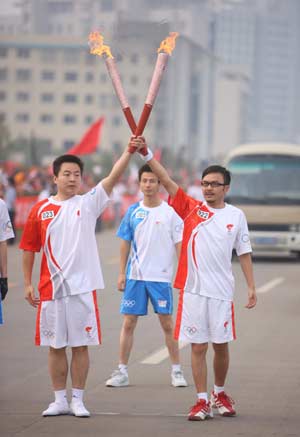 The Beijing 2008 Olympic torch relay kicks off in in Xiangtan City, central China's Hunan Province on June 5, 2008.