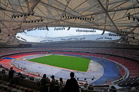Photo taken on May 16, 2008 shows the interior of the National Stadium, also known as the bird's nest. The National Stadium will be the main track and field stadium for the 2008 Summer Olympic Games and serves as venue to the Opening and Closing ceremonies of the games. 
