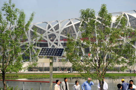 Photo taken on May 16, 2008 shows the exterior of the National Stadium, also known as the bird's nest. The National Stadium will be the main track and field stadium for the 2008 Beijing Olympic Games and serves as the venue for the opening and closing ceremonies of the games.