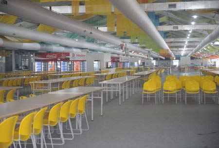 Photo taken on July 23, 2008 shows the cafeteria in the Olympic Village in Beijing, capital of China. The Olympic Village will be formally opened to the athletes from around the world on July 27. The Beijing Olympic Games will be held on Aug 8-24.