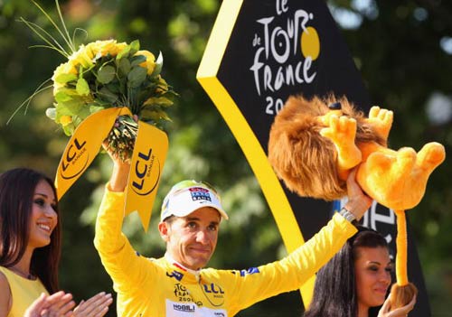 Carlos Sastre of Team CSC became the third successive Spaniard to win the Tour de France after finishing safely in yesterday's final stage.