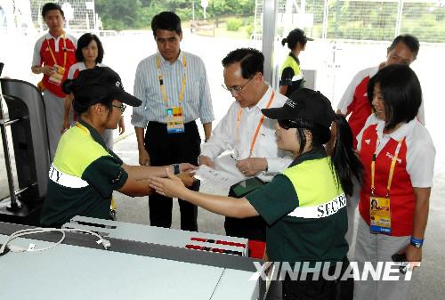 HK SAR Chief Executive Donald Tsang inspects the security arrangement of the equestrian venues