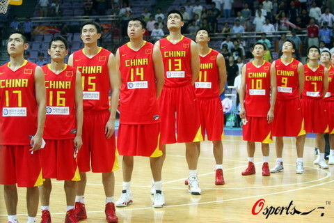 Chinese team members at the Diamond Cup men's basketball tournament in Nanjing on Wednesday