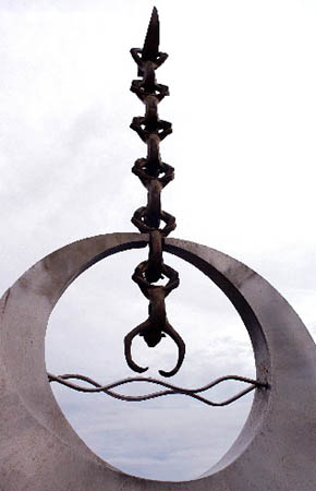 Photo taken on July 30, 2008 shows a sculpture at the Olympic co-host city Qingdao, east of China. The sailing events for the Games of the XXIX Olympiad will be held within Qingdao International Sailing Center, the five water areas outside Fushan Bay. A unique blend of sea and mountains makes Qingdao a well-known summer resort. With an average temperature ranging from 20-28 degrees celsius, the period from July through September is the most agreeable season for the tour.