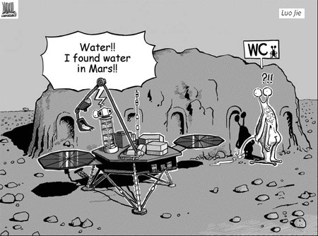 Water in mars, alien's pee