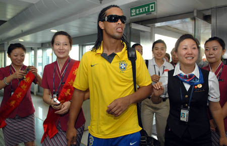 Brazilian Men's Olympic football team arrived Olympics co-host city of Shenyang on Saturday.