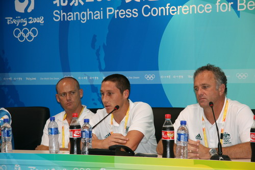 Captain Mark of Australian Olympic soccer team is answering questions at the press conference on Tuesday evening.