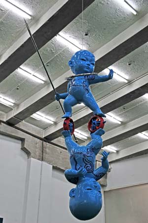 Photo taken on Aug. 5, 2008 shows a sculpture displayed at 798 Art Zone in Beijing, capital of China. 